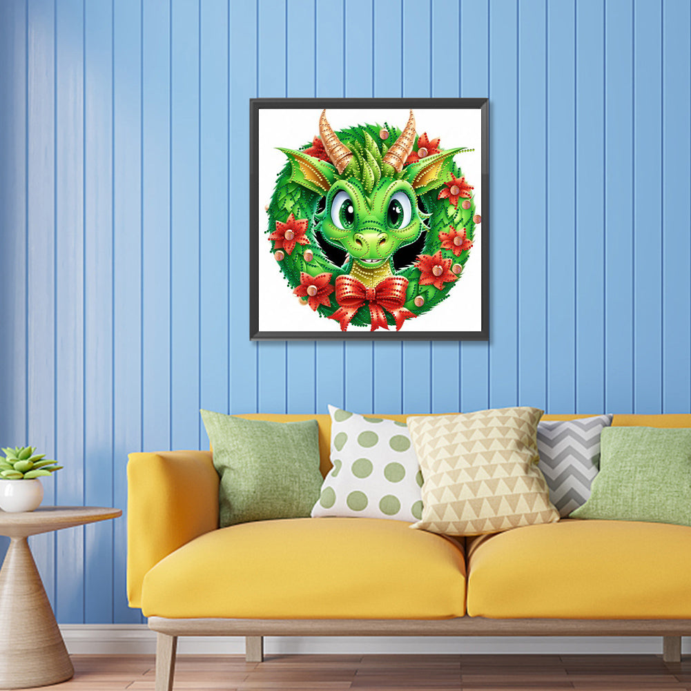Green Little Dinosaur - Special Shaped Drill Diamond Painting 30*30CM