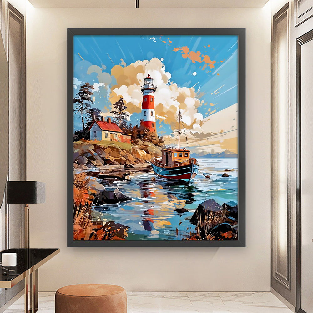 Sea Lighthouse - 11CT Stamped Cross Stitch 50*60CM