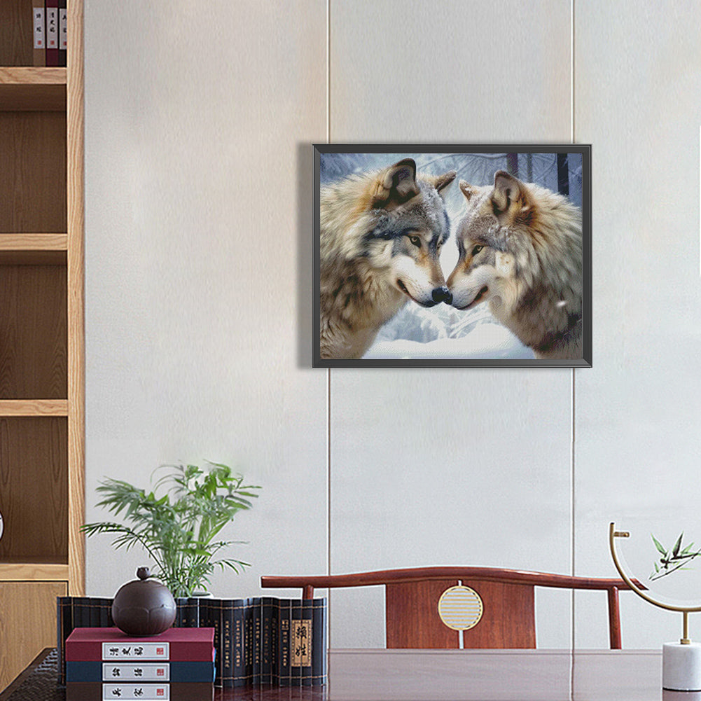 Wolf Couple - Full Round Drill Diamond Painting 50*40CM