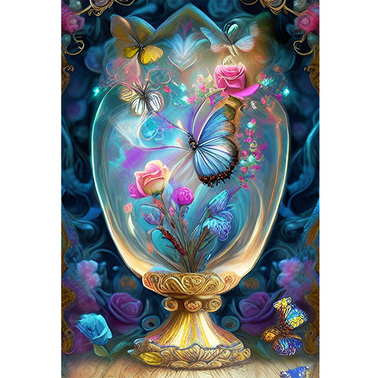 Fantasy Butterfly Vase - 11CT Stamped Cross Stitch 45*65CM