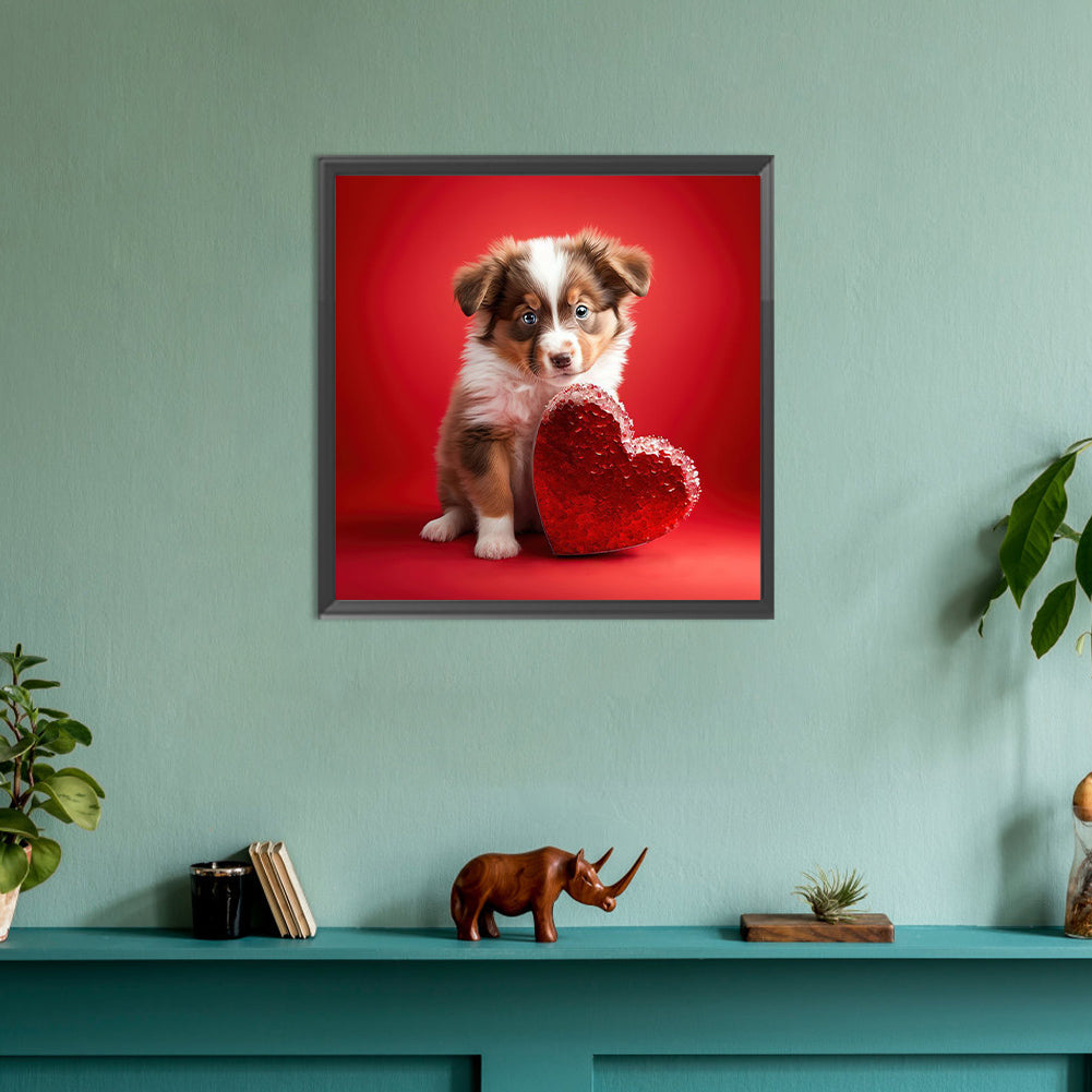 Love And Puppy - Full Round Drill Diamond Painting 30*30CM