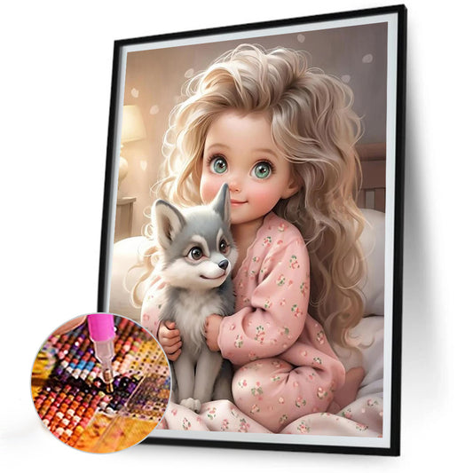 Curly Hair Big Eyed Girl - Full Round Drill Diamond Painting 30*40CM