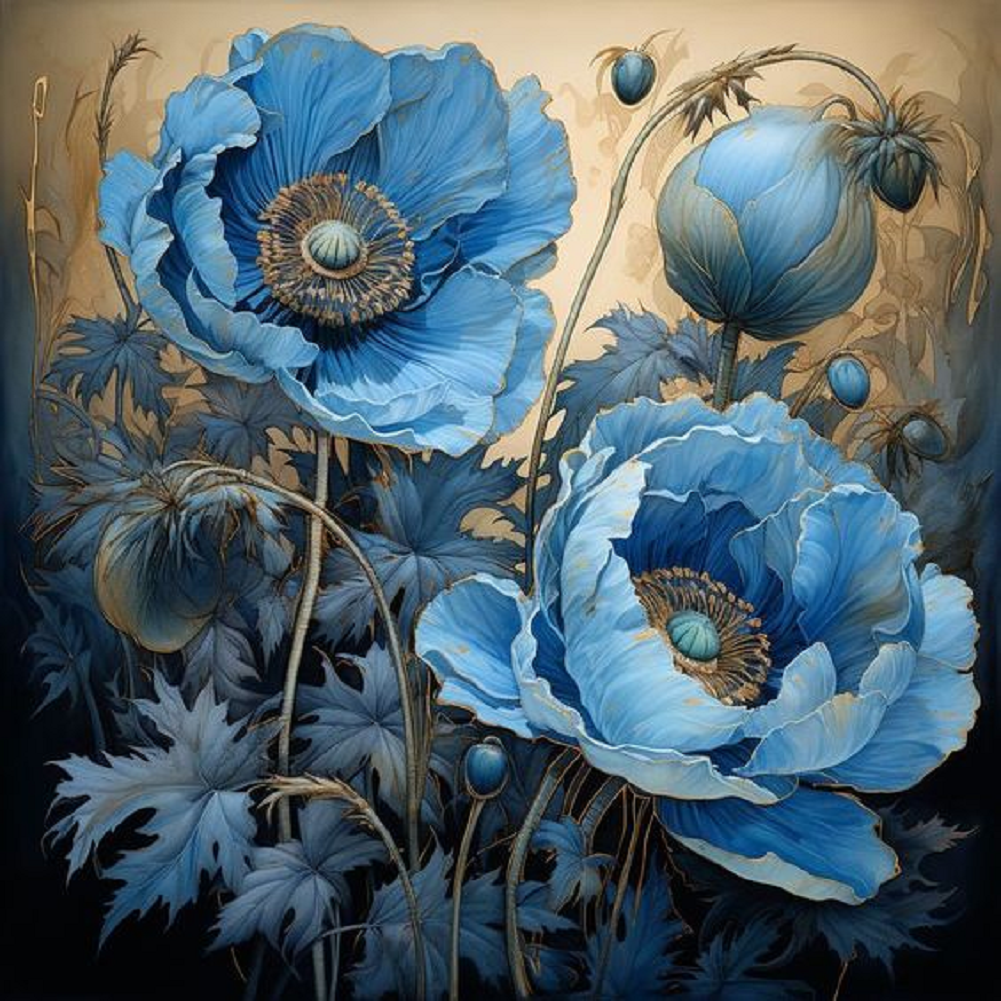 Poppy Flower - Full Round Drill Diamond Painting 30*30CM