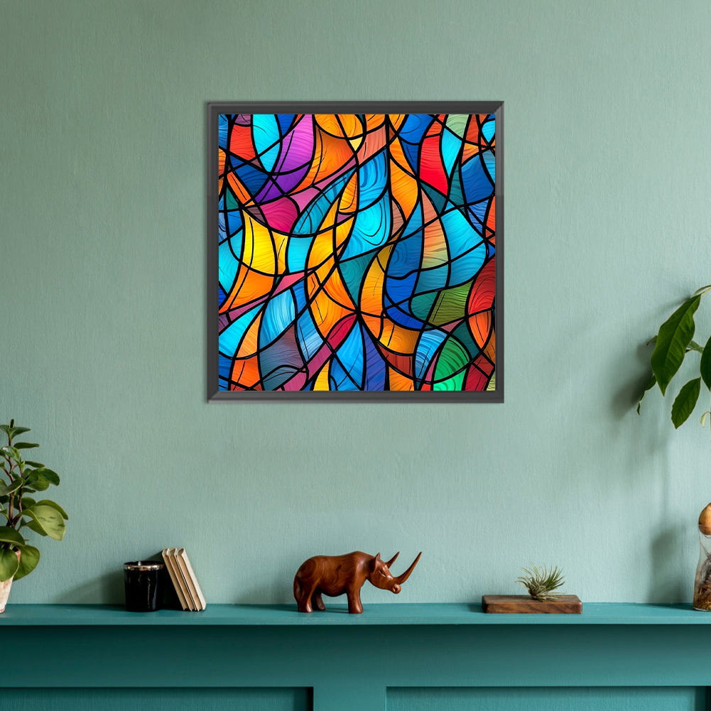 Abstract Color Blocks - Full Round Drill Diamond Painting 30*30CM