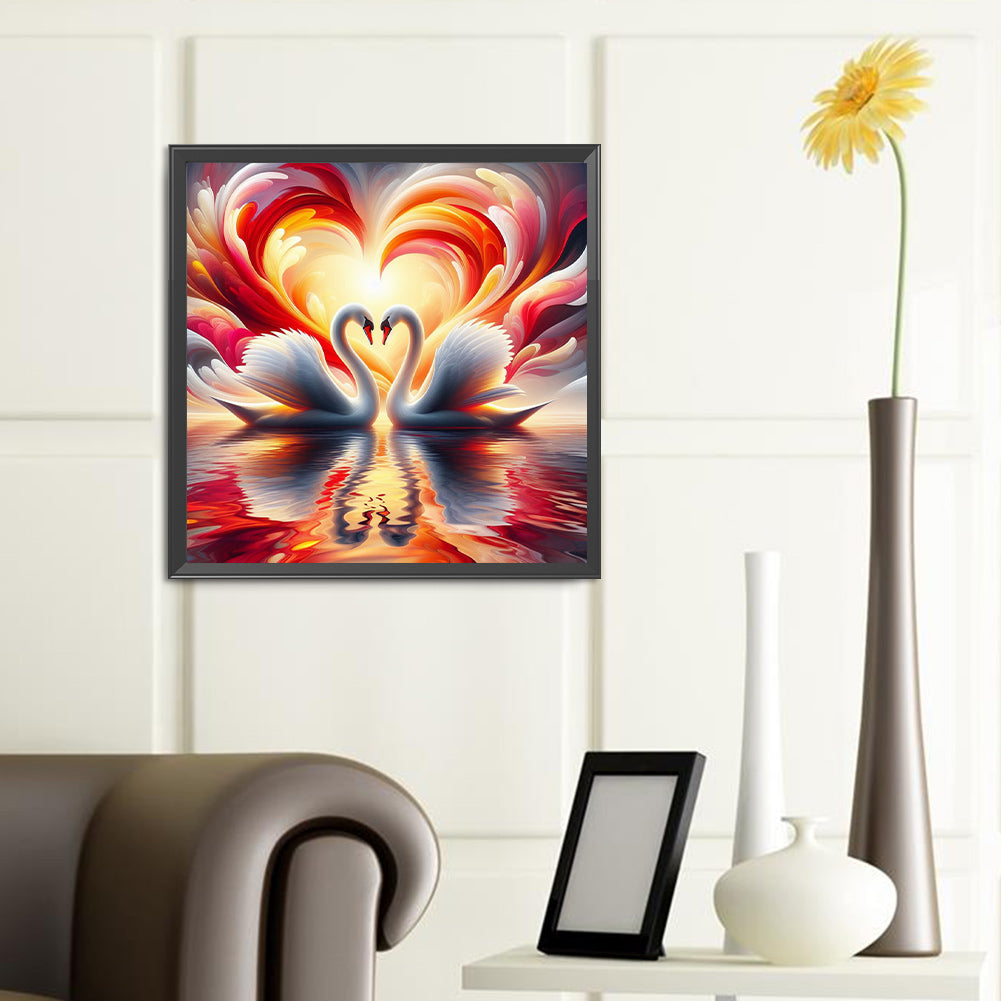 Swan - Full Round Drill Diamond Painting 40*40CM