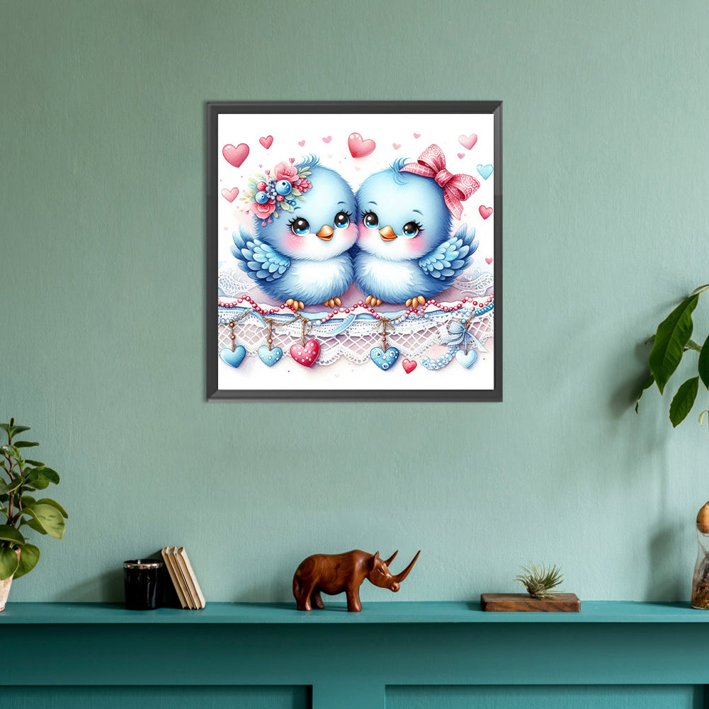Pair Of Bluebirds - Full Round Drill Diamond Painting 30*30CM