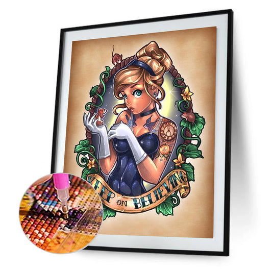 Cinderella, Keep Believing. - Full Round Drill Diamond Painting 40*50CM