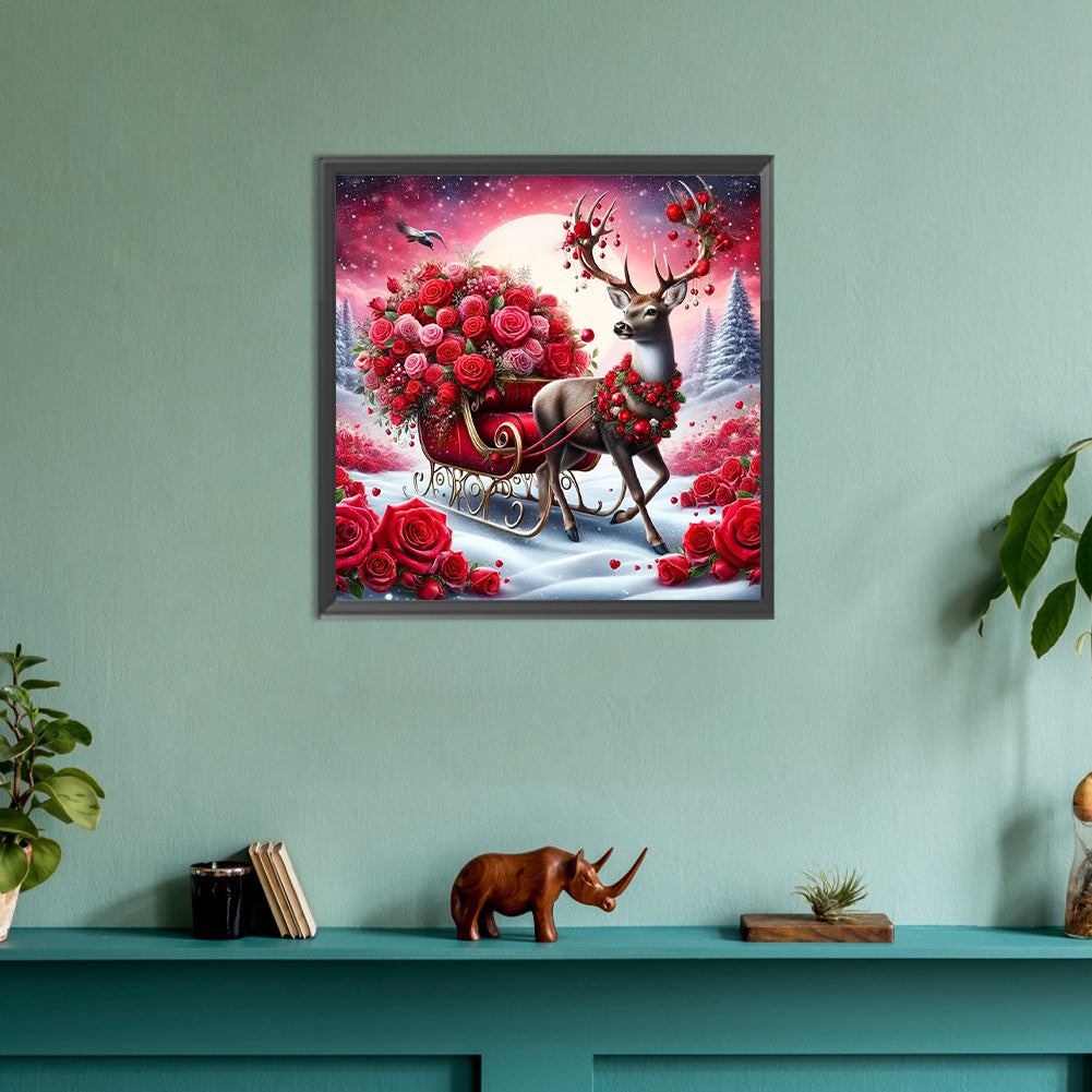 Elk Rose - Full Round Drill Diamond Painting 30*30CM