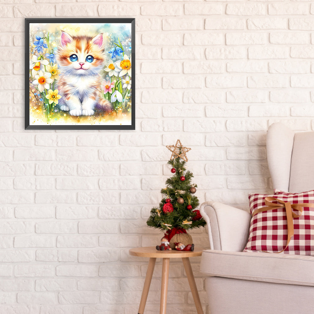 Spring Kitten - Full Round Drill Diamond Painting 30*30CM