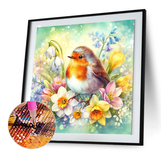 Spring Sparrow - Full Round Drill Diamond Painting 30*30CM