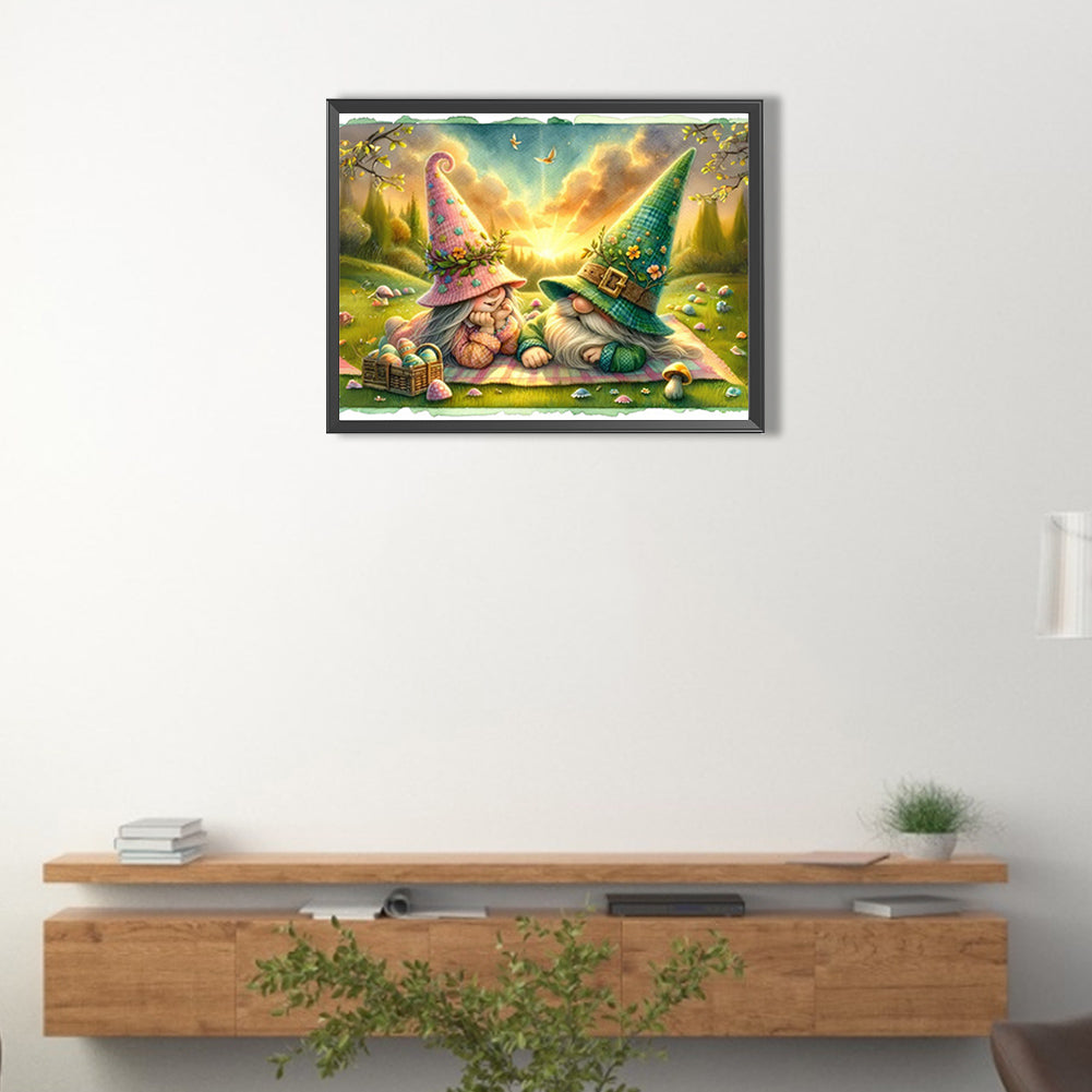 Easter Gnome Chat - Full AB Round Drill Diamond Painting 40*30CM