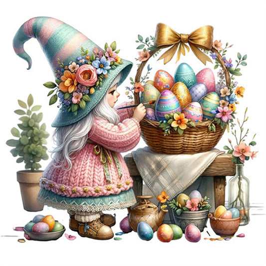 Gnome Painting Easter Eggs - Full AB Round Drill Diamond Painting 30*30CM