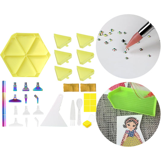 Diamond Painting Tool Accessory Tray Kit with Brush Spoon Glue Clays (Set 3)