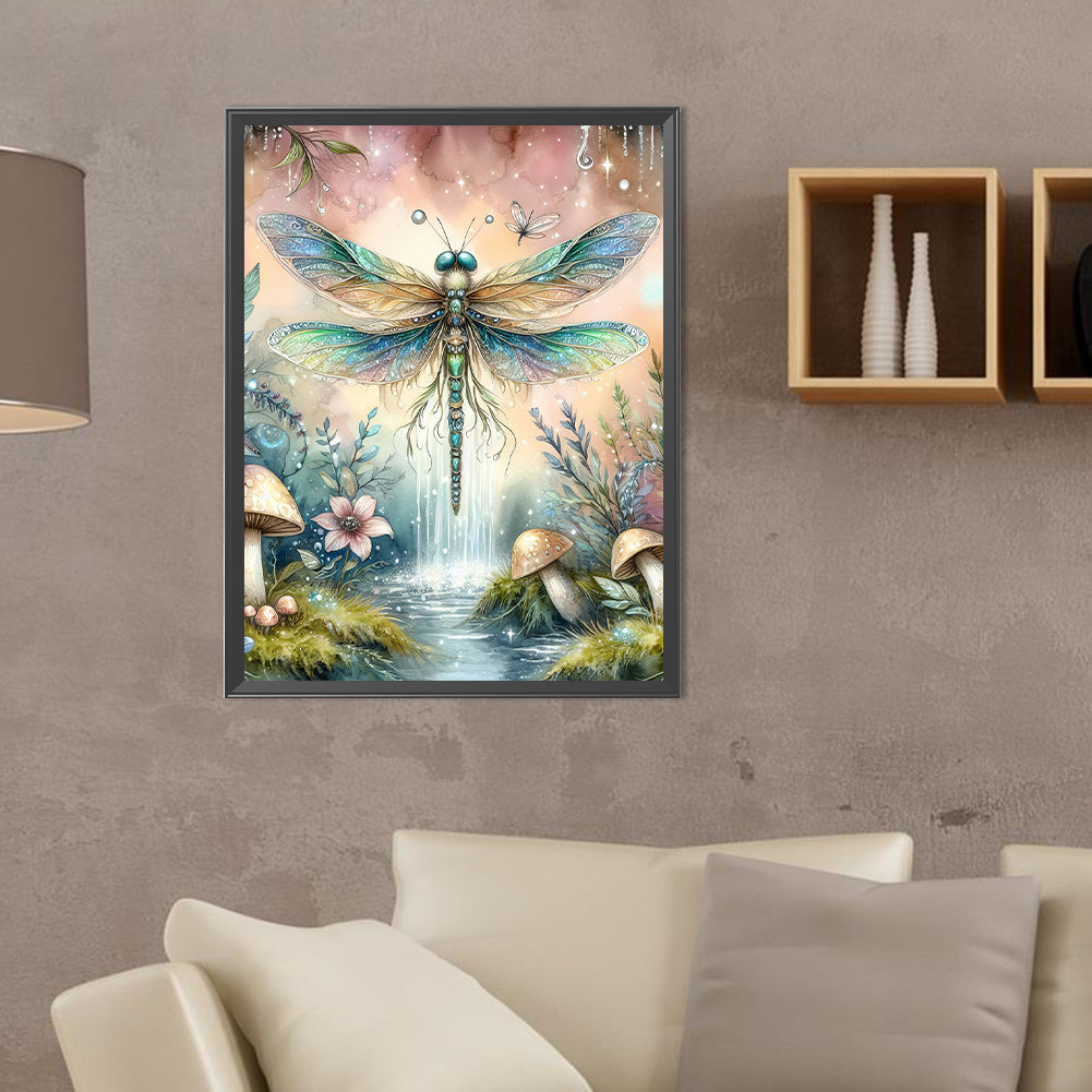 Romantic Dragonfly - Full Round Drill Diamond Painting 30*40CM