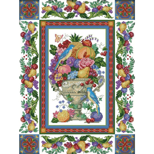 Gorgeous Fruit Bowl - 14CT Stamped Cross Stitch 37*48CM(Joy Sunday)