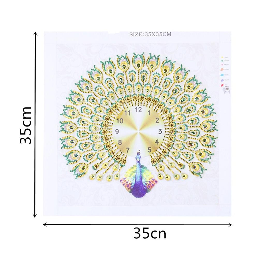 Peafowl Clock - Special Shaped Drill Diamond Painting 35X35CM