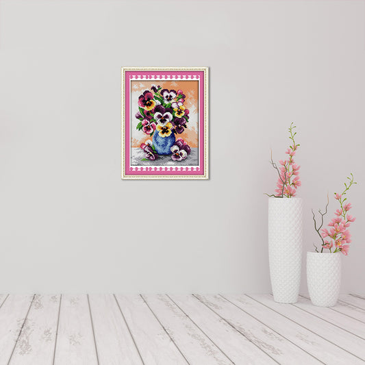 Colorful Flowers - 14CT Stamped Cross Stitch 29*22CM