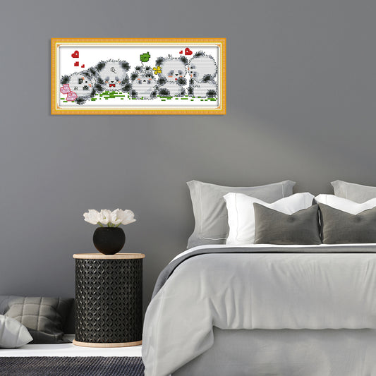 Panda - 14CT Stamped Cross Stitch 28*13CM