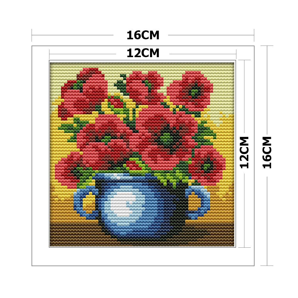 Flowers - 14CT Stamped Cross Stitch 16*16CM