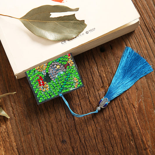 Diamond Painting Bookmark DIY Rhinestone Diamond Leather Tassel Book Marks