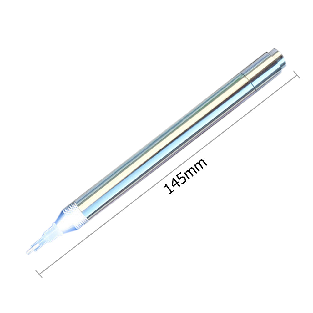 Battery Powered Lighted Point Drill Pen Diamond Painting DIY Tools (Silver)