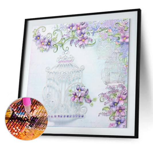 Butterfly Flower - Full Round Drill Diamond Painting 40*40CM