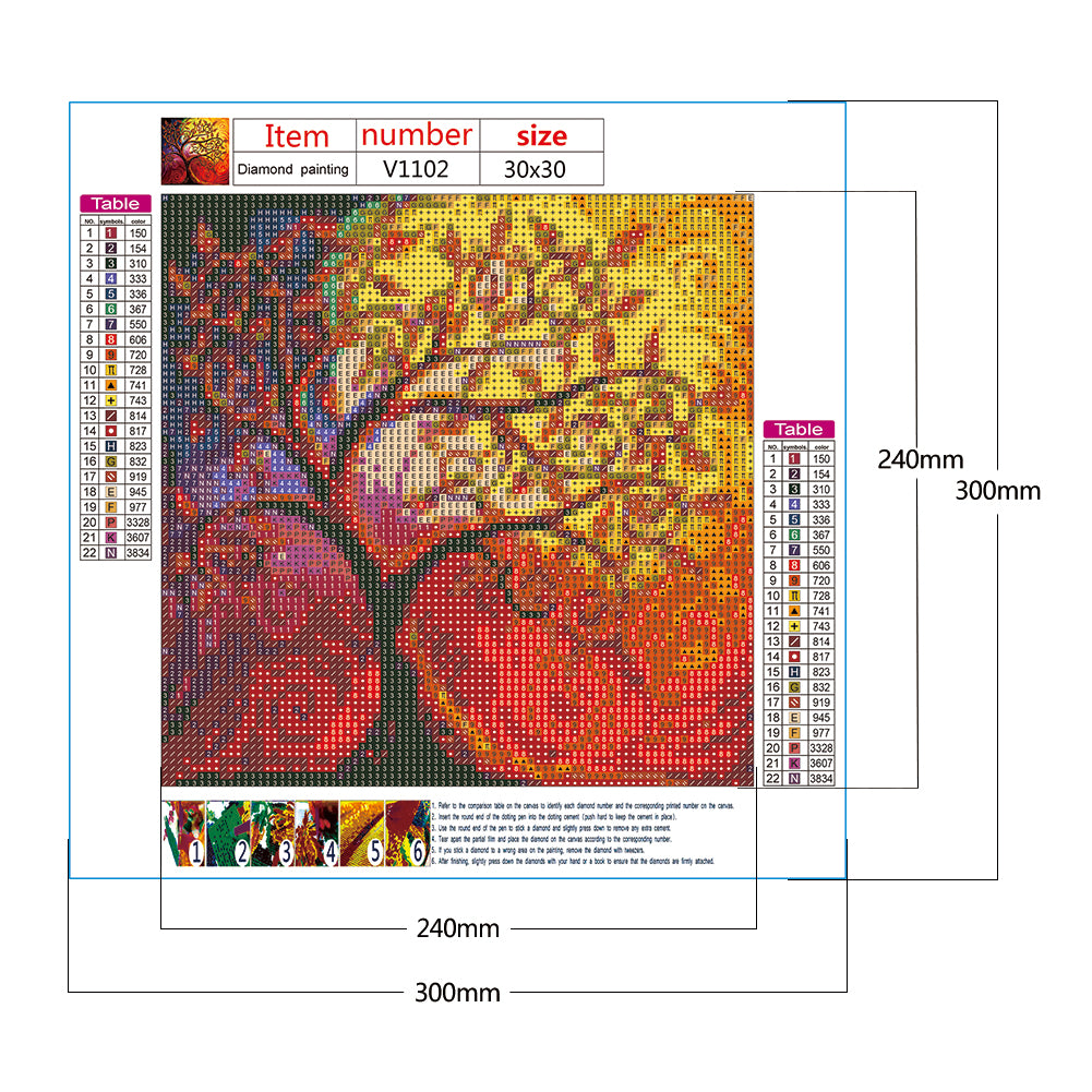 Tree - Full Round Drill Diamond Painting 30*30CM