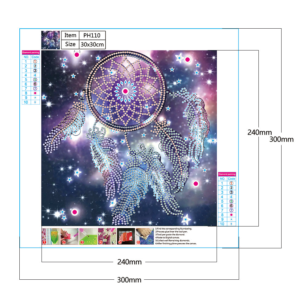 Blue Dreamcatcher - Special Shaped Drill Diamond Painting 30*30CM