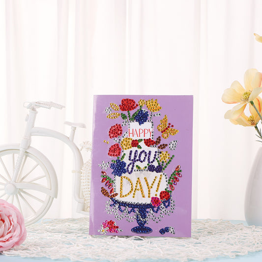 Special Shaped 5D Diamond Painting Happy Birthday Cards DIY Postcards Set
