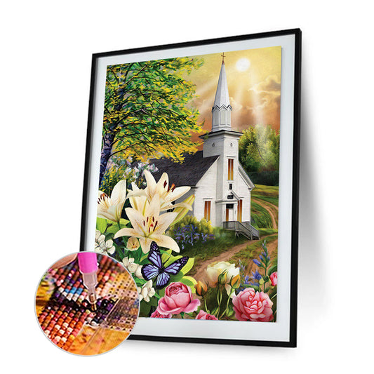 Church Scenery - Full Round Drill Diamond Painting 30*40CM
