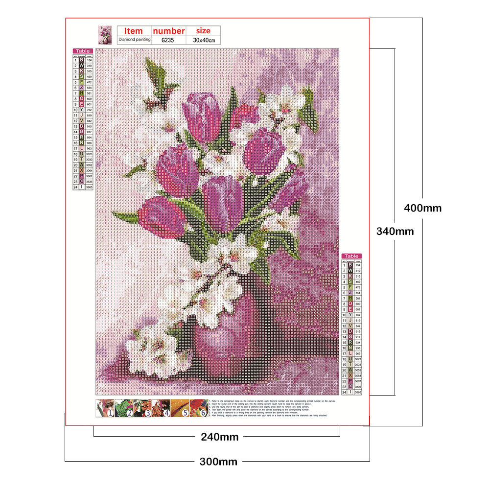 Tulip Flower - Full Round Drill Diamond Painting 30*40CM