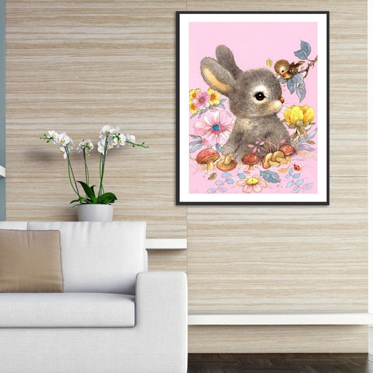 Flowering Bunny - Full Round Drill Diamond Painting 30*40CM