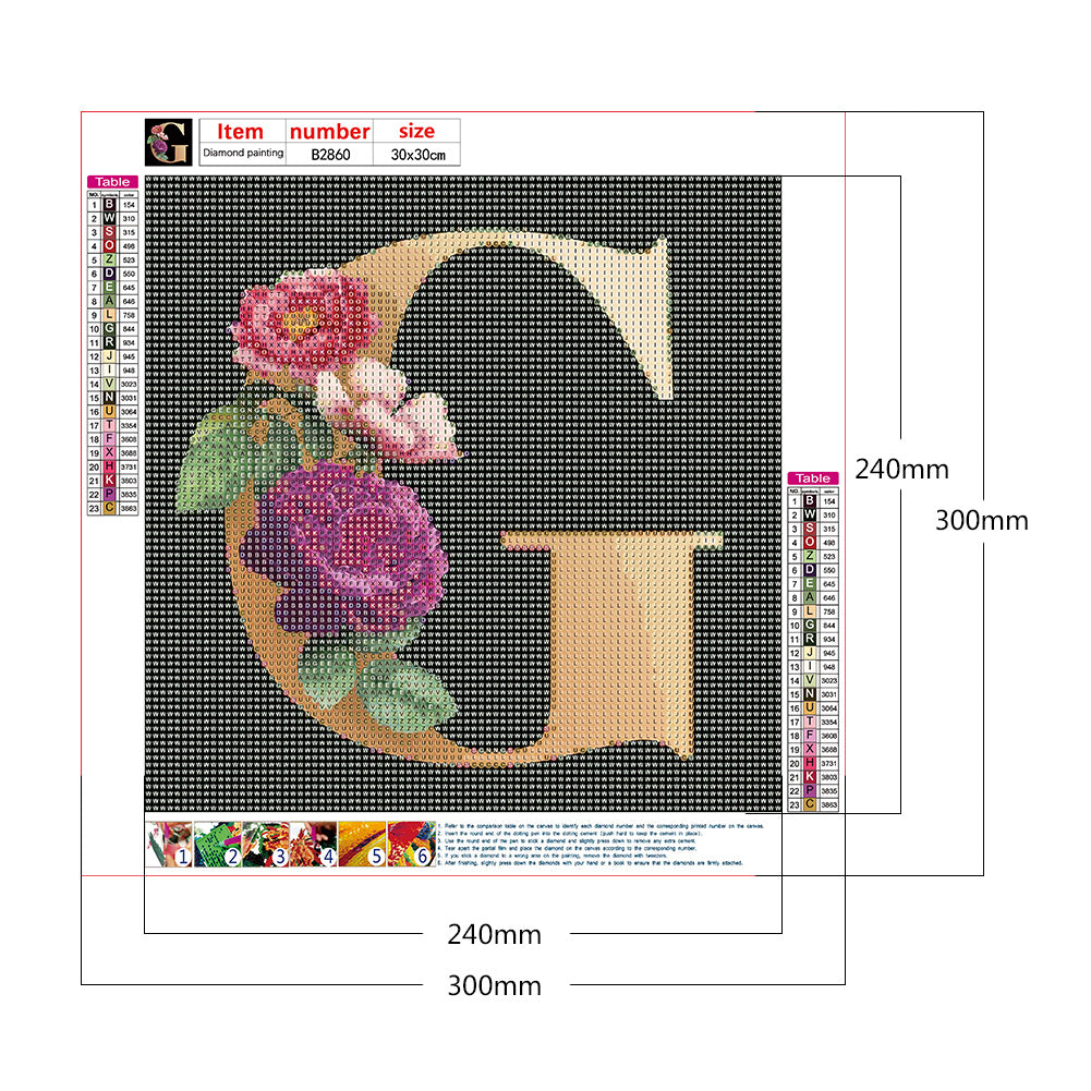 Flower G - Full Round Drill Diamond Painting 30*30CM