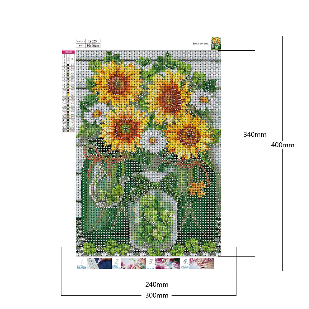 Sunflower - Full Round Drill Diamond Painting 30*40CM