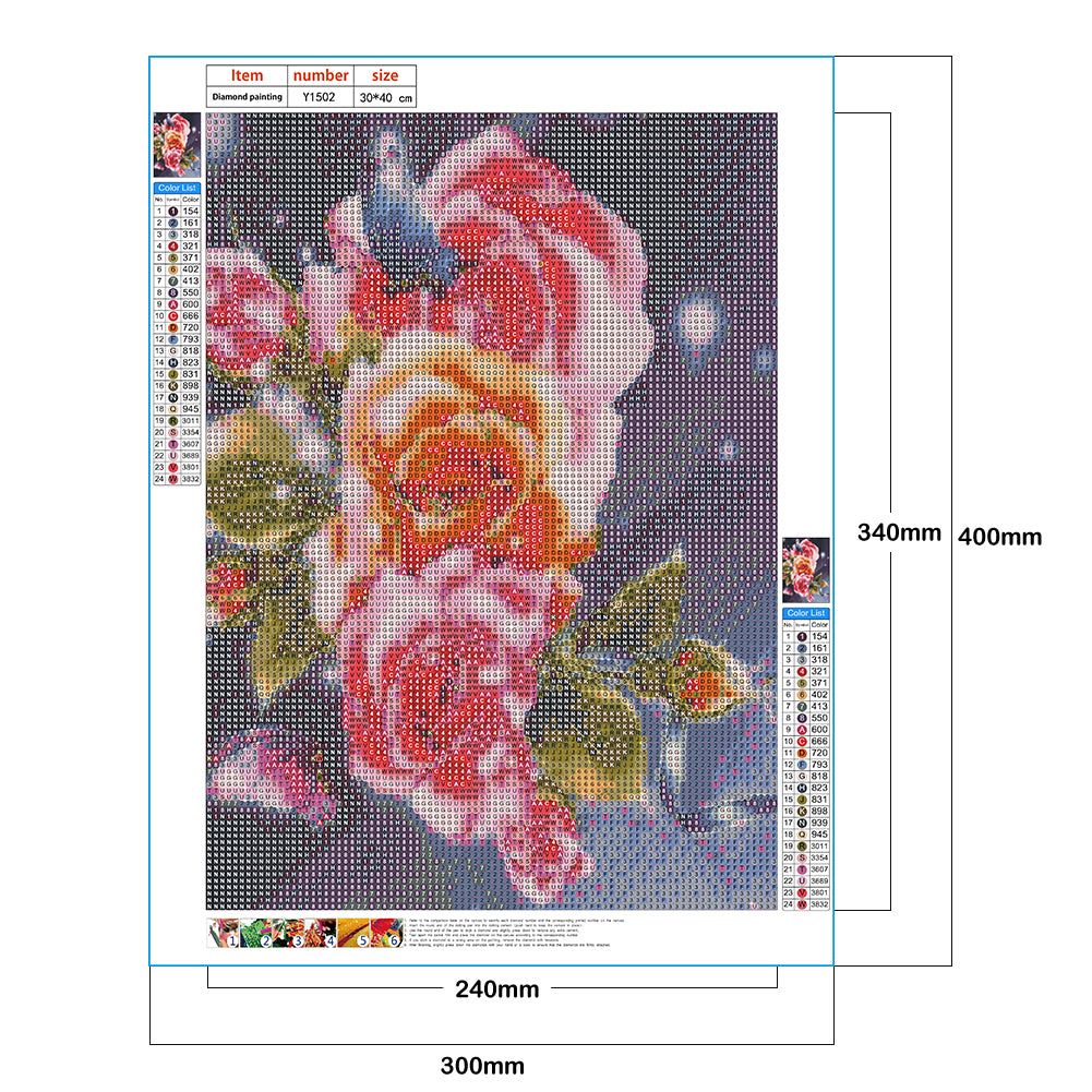 Butterfly Flowers - Full Round Drill Diamond Painting 30*40CM