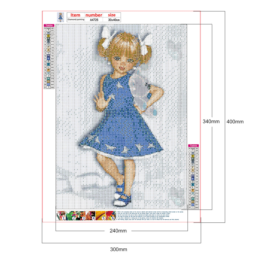 Big Eyes Girl - Full Round Drill Diamond Painting 30*40CM