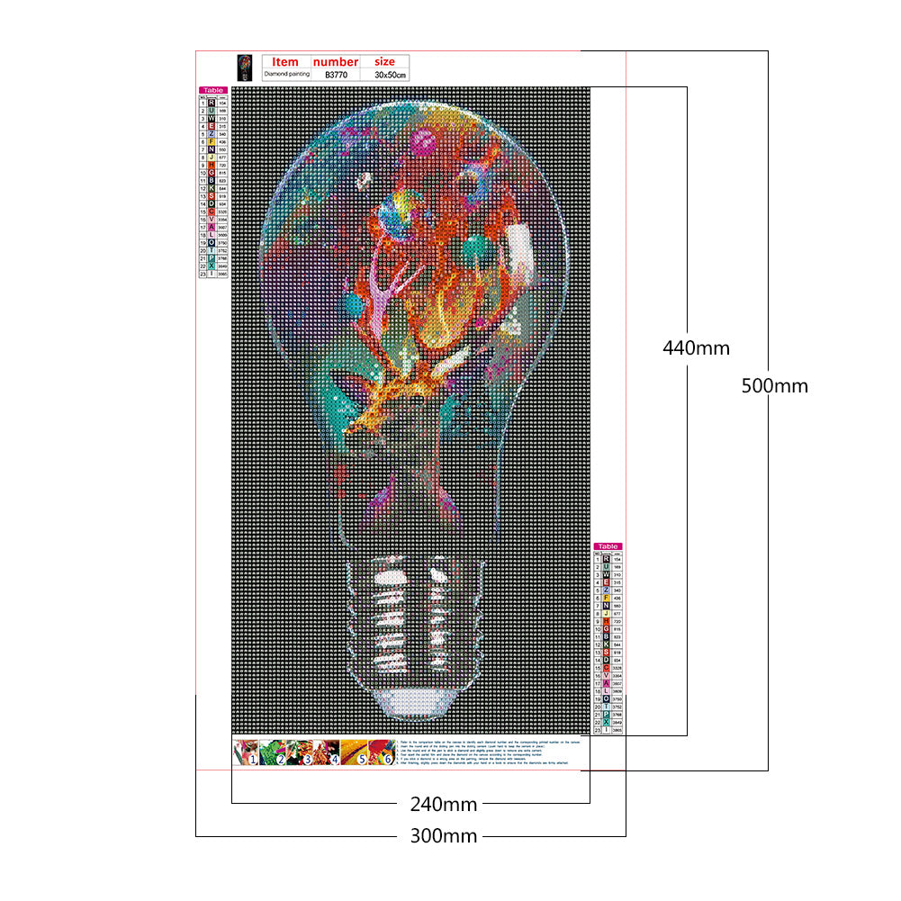Deer In Light Bulb - Full Round Drill Diamond Painting 30*50CM