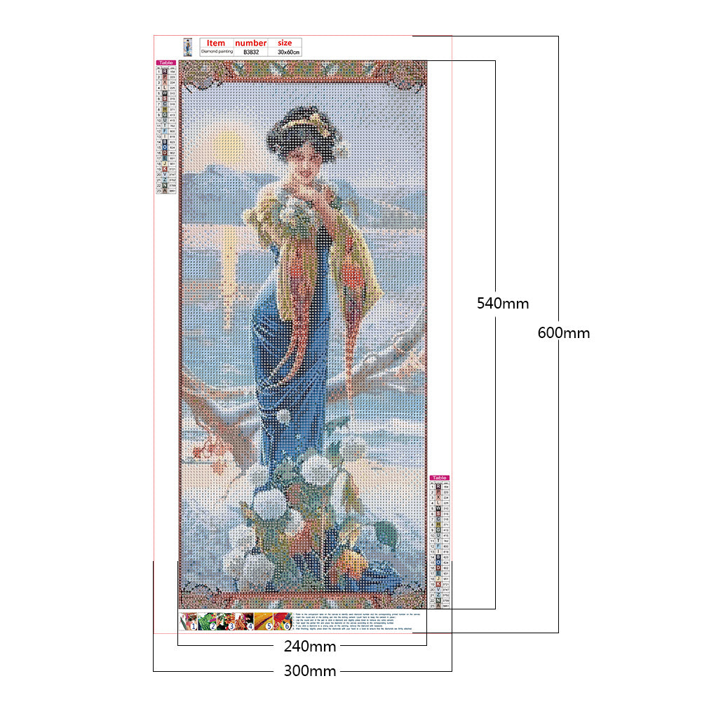 Retro Woman - Full Round Drill Diamond Painting 30*60CM