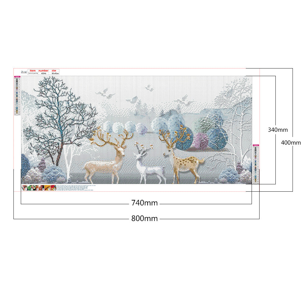 Elk 80*40CM(Canvas) Full Round Drill Diamond Painting