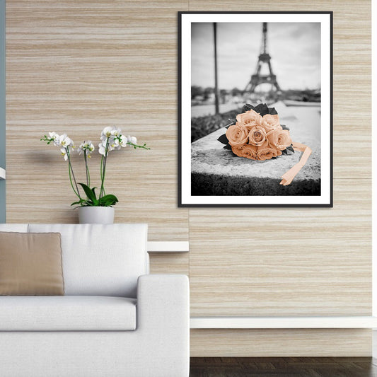 Bouquet Under The Eiffel Tower - Full Round Drill Diamond Painting 30*40CM
