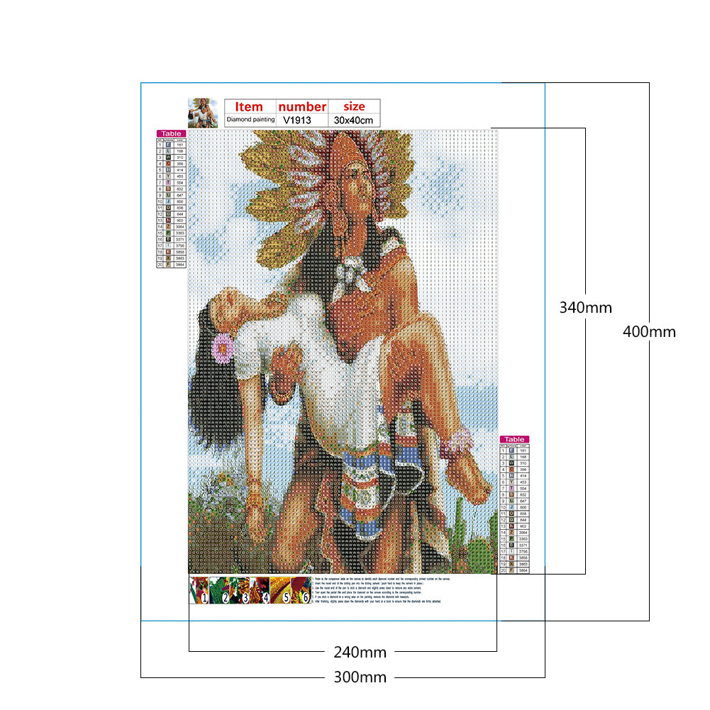 Aztec Warriors - Full Round Drill Diamond Painting 30*40CM