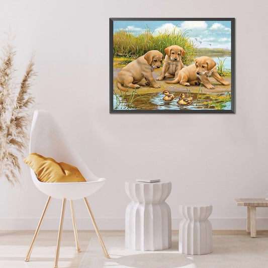 Puppy - Full Round Drill Diamond Painting 40*30CM