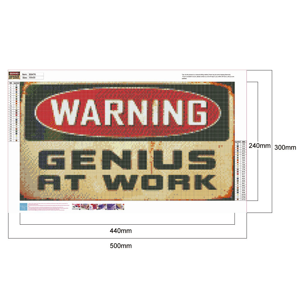 Warning Sign - Full Round Drill Diamond Painting 50*30cm