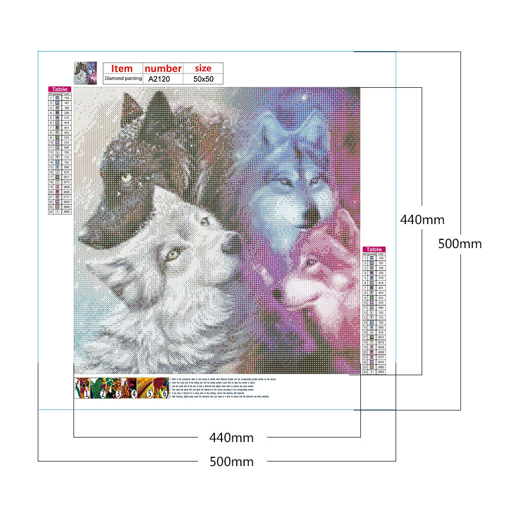Flower Wolf - Full Round Drill Diamond Painting 50*50CM