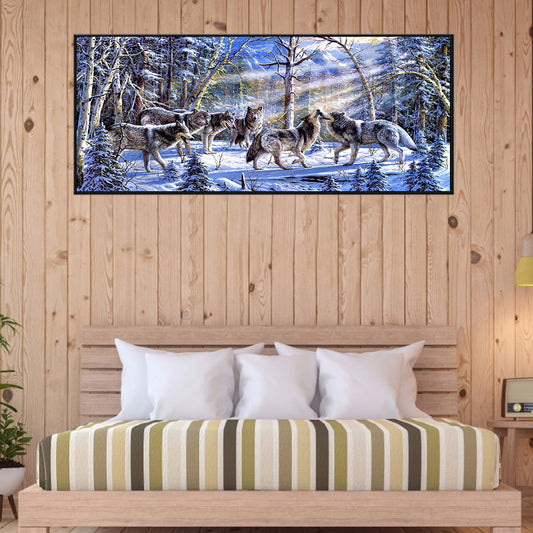 Wolf Pack - Full Round Drill Diamond Painting 80*40CM