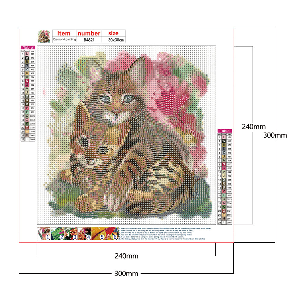 Kitten - Full Round Drill Diamond Painting 30*30CM