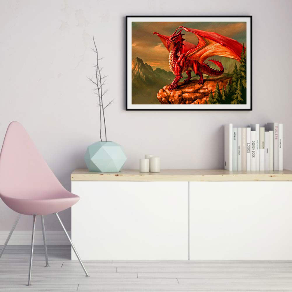 Red Pterosaur - Full Round Drill Diamond Painting 50*40CM