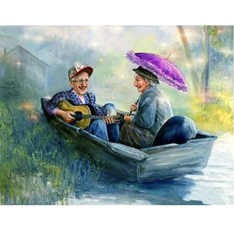 Old Man Friends Chatting And Laughing - Full Round Drill Diamond Painting 40*30CM