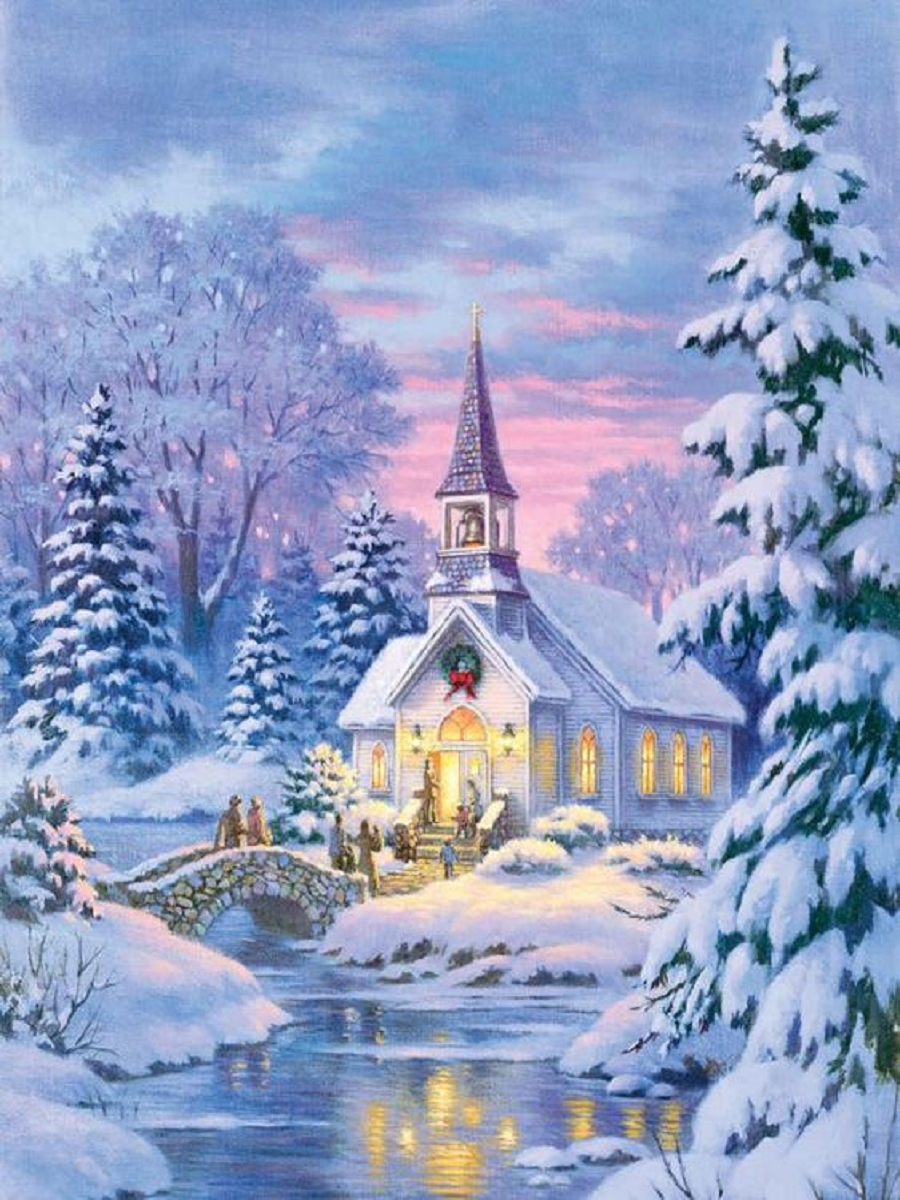 Snow House - Full Round Drill Diamond Painting 30*40CM
