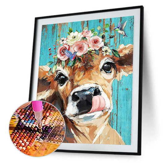 Flower Cow - Full Square Drill Diamond Painting 40*50CM